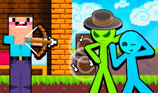 Обложка игры «Нубик лучник и Стикмены Зомби: зомби стрелялка»